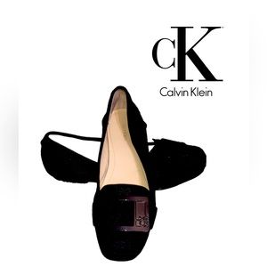 Black suede loafer Comfy fit! Calvin Klein size 8m .